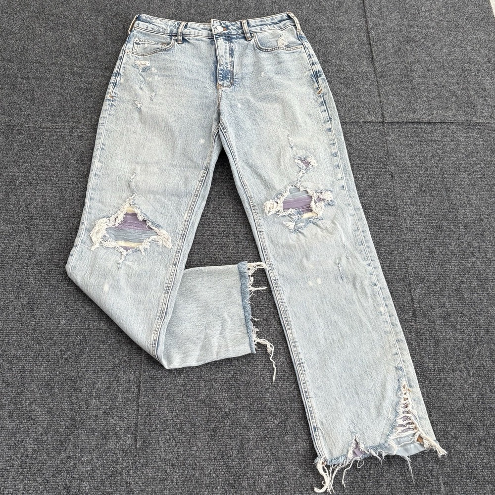 Anthropologie PILCRO‎ The Vintage Straight Jeans Sz 28x28 Distressed Frayed Boho